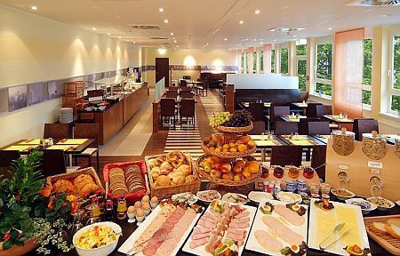 Star Inn Hotel Budapest Centre breakfast buffet in the hotel's restaurant