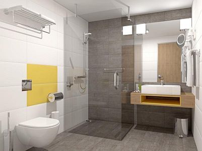Хорошая новая ванная комната в отеле Lenti в отеле Thermal Hotel Balance