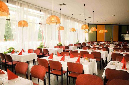 Restaurant met Hongaarse en internationale specialiteiten en een ruime keuze aan dranken - Hotel Lover in Sopron, Hongarije