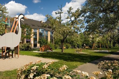 Le jardin des entfants de l'hôtel Kalvaria - Gyor, la Hongrie - 