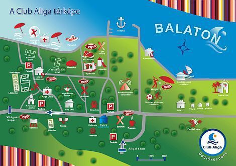 Hotel Club Aliga in Balatonvilagos - Karte des Urlaubsplatzes am Plattensee